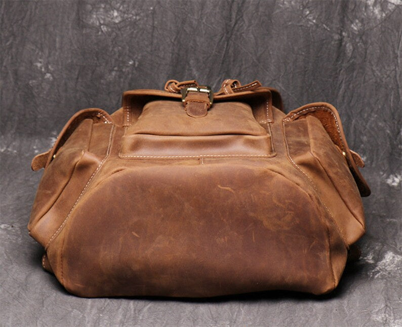 Leather Travel Backpack School Bag