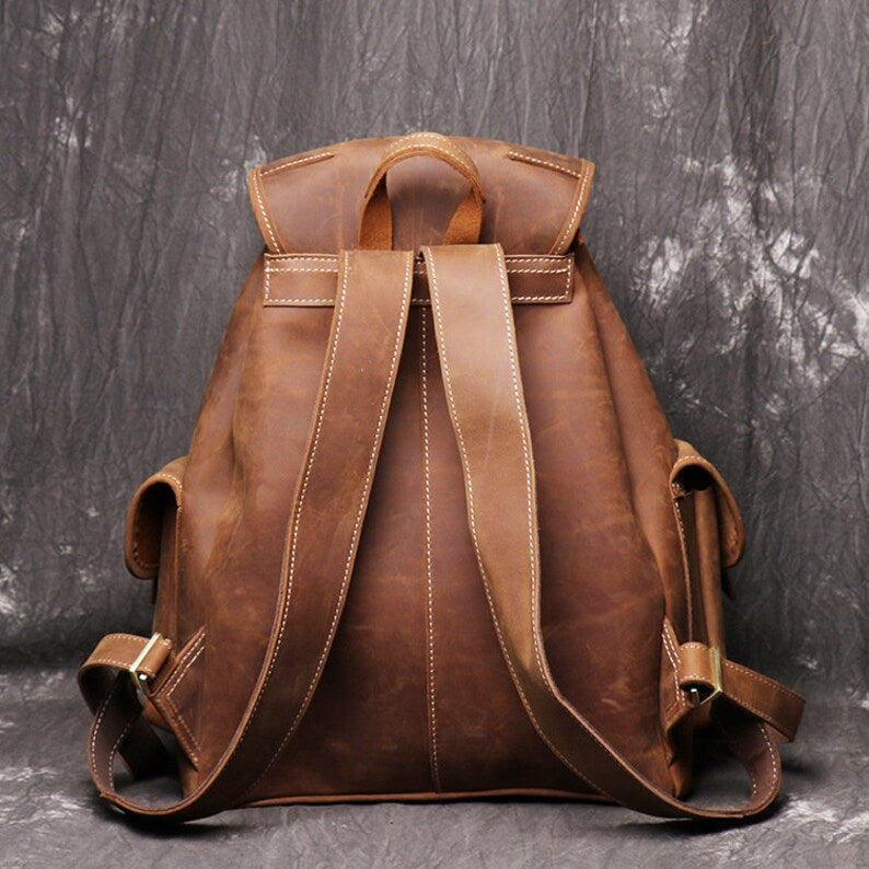 Leather Travel Backpack School Bag