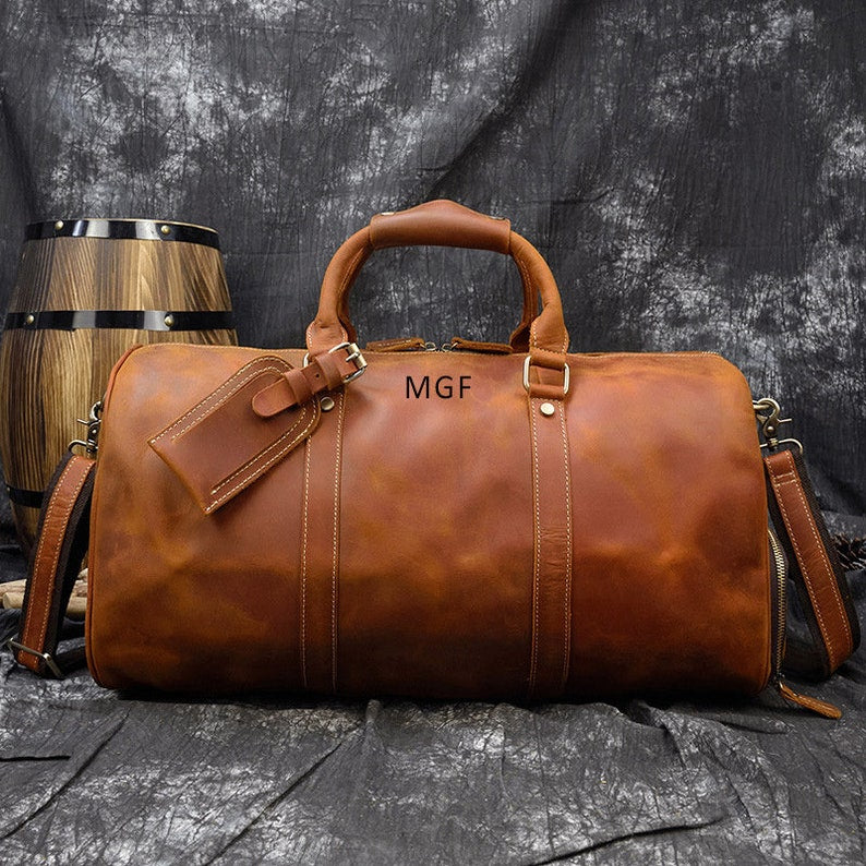 Handmade Full Grain Leather Duffle Bag
