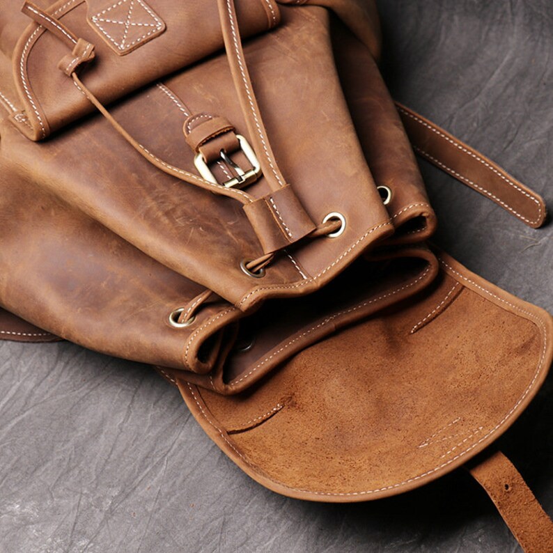 Leather Travel Backpack School Bag