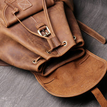 Load image into Gallery viewer, Leather Travel Backpack School Bag
