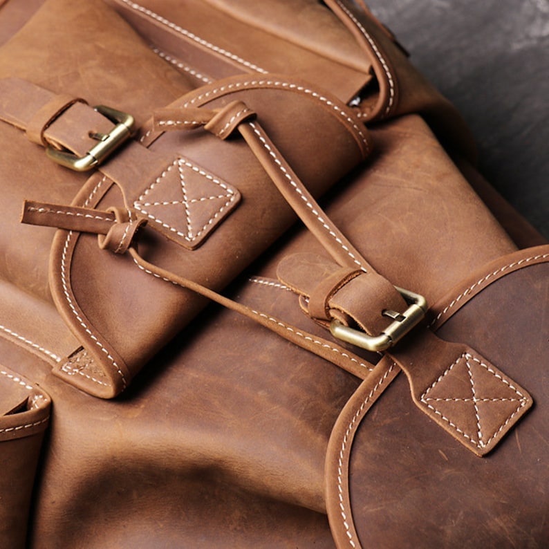 Leather Travel Backpack School Bag