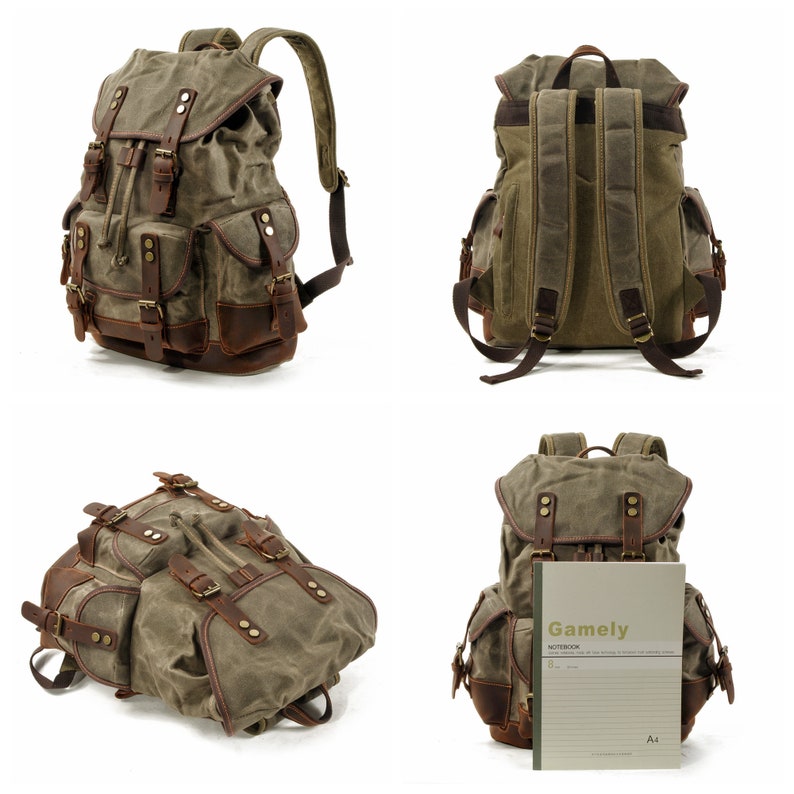 Large Travel Waxed Canvas Outdoor Laptop Backpack