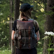 Load image into Gallery viewer, Unisex Travel Backpack Waxed Canvas Outdoor Backpack
