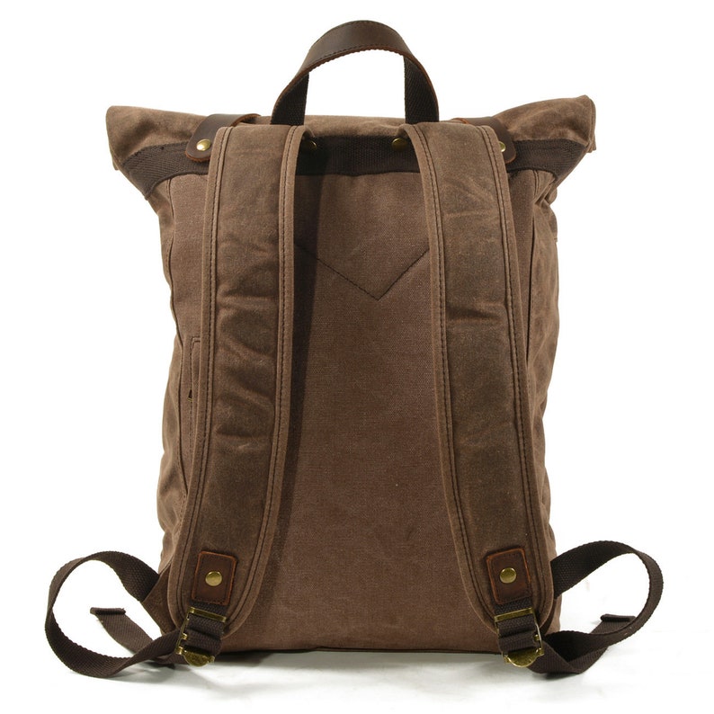Rolltop Backpack Waxed Canvas Travel Backpack Hiking Backpack