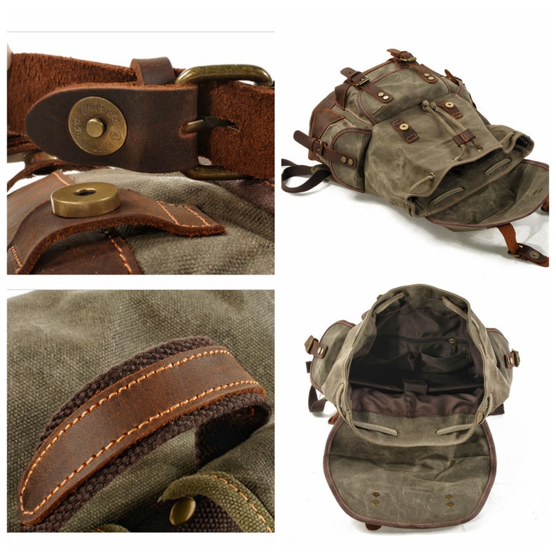 Large Travel Waxed Canvas Outdoor Laptop Backpack