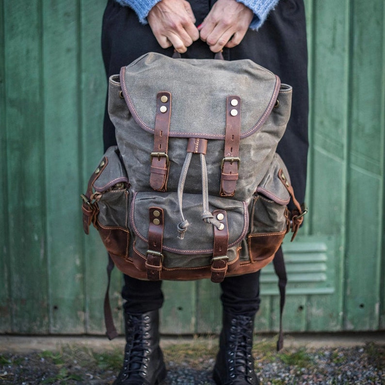 Large Travel Waxed Canvas Outdoor Laptop Backpack