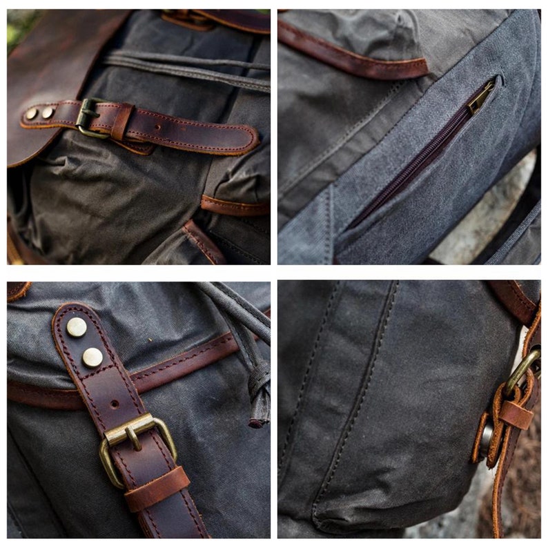 Unisex Travel Backpack Waxed Canvas Outdoor Backpack