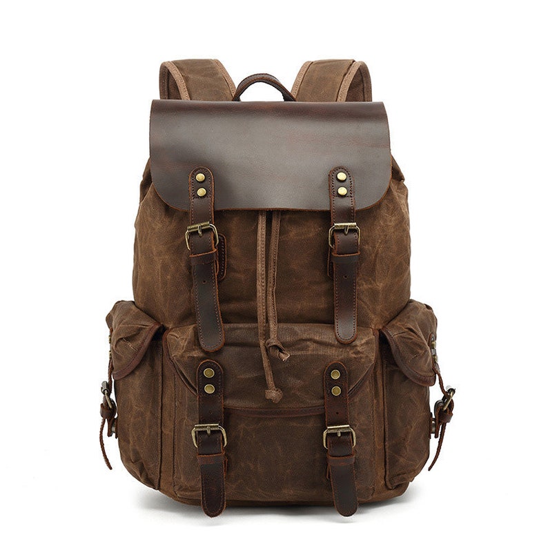 Unisex Travel Backpack Waxed Canvas Outdoor Backpack