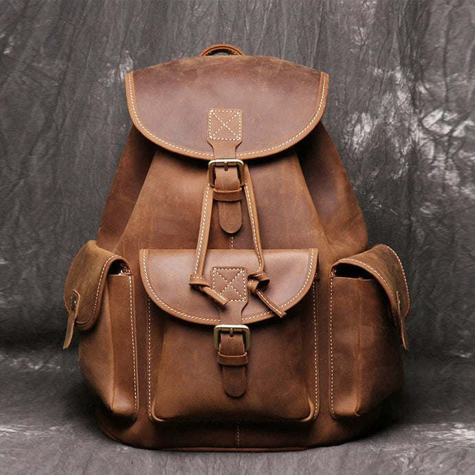 Leather Travel Backpack School Bag