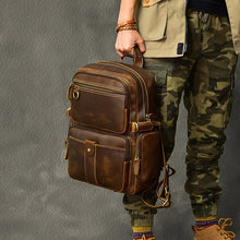 Load image into Gallery viewer, Mens Full Grain Leather 14 Inches Laptop Backpack
