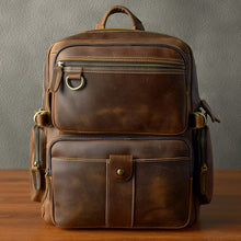 Load image into Gallery viewer, Mens Full Grain Leather 14 Inches Laptop Backpack
