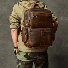 Load image into Gallery viewer, Mens Full Grain Leather 14 Inches Laptop Backpack
