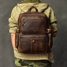 Load image into Gallery viewer, Mens Full Grain Leather 14 Inches Laptop Backpack
