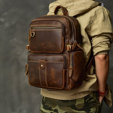 Load image into Gallery viewer, Mens Full Grain Leather 14 Inches Laptop Backpack
