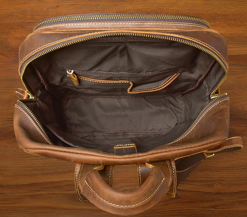 Mens Full Grain Leather 14 Inches Laptop Backpack