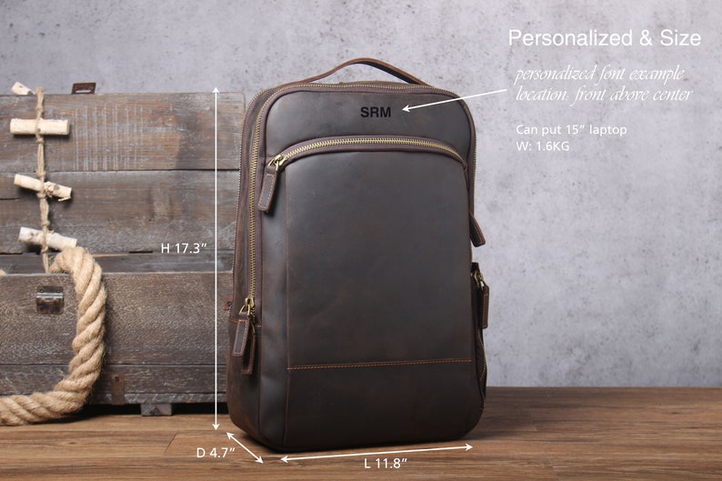 Full Grain Leather Bag Travel Backpack