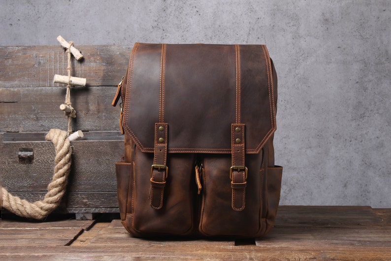 Full Grain Leather Bag Travel Backpack