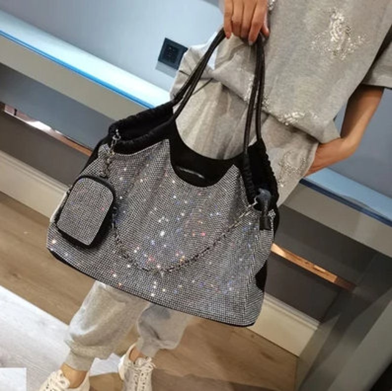 Bling Sparkling Crystals Rhinestone Evening Bag Tote