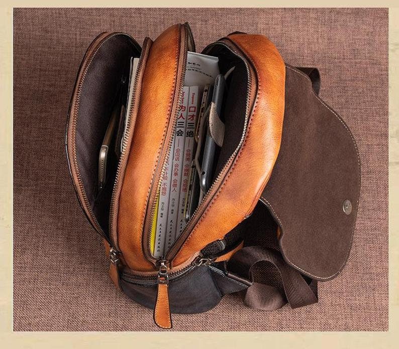 Vintage Embossed Women Leather Backpack