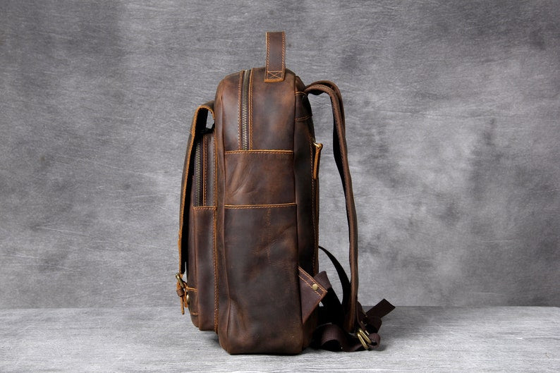 Leather Travel Backpack School Bag