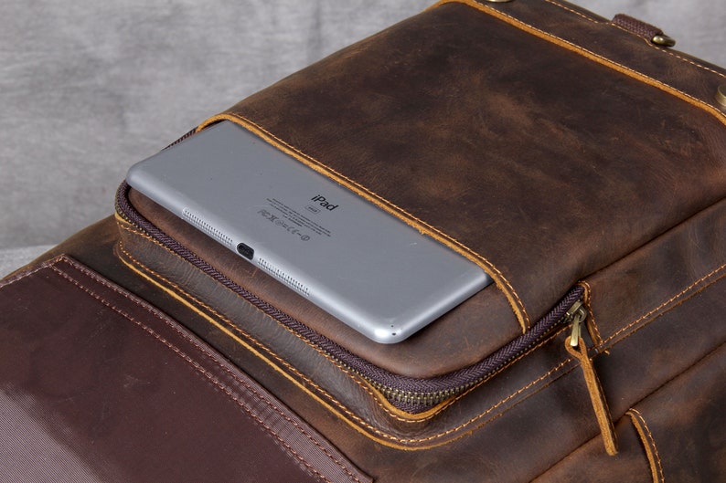 Leather Travel Backpack School Bag