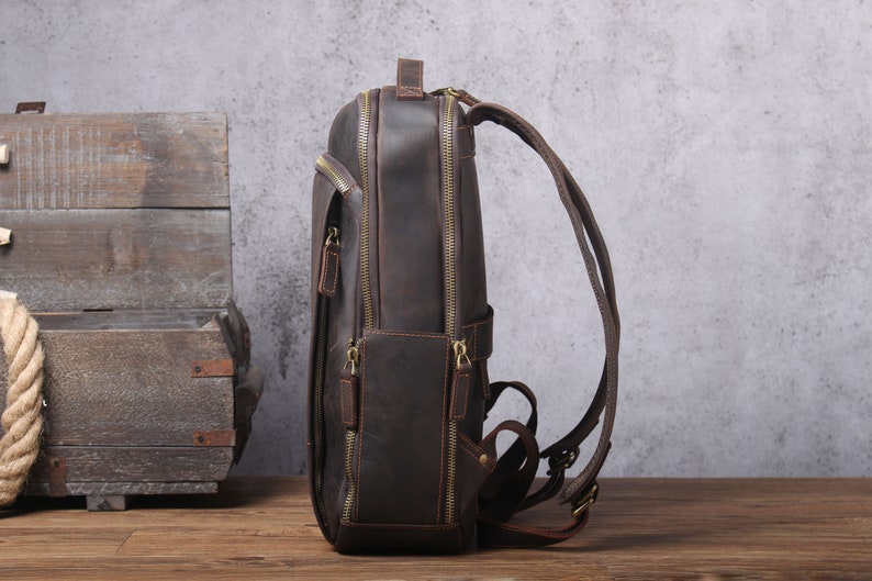 Full Grain Leather Bag Travel Backpack