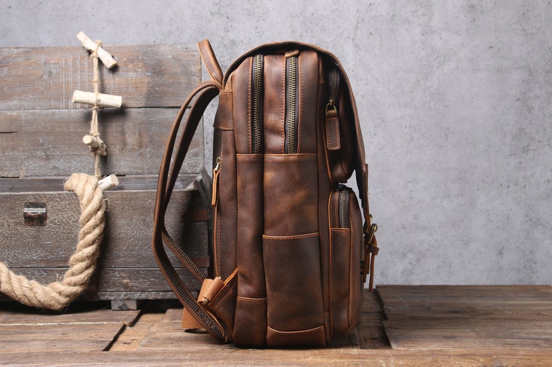 Full Grain Leather Bag Travel Backpack