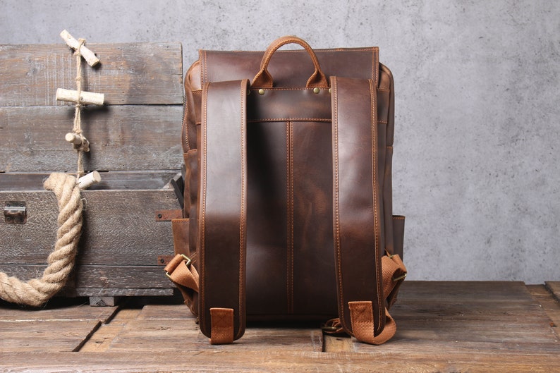 Full Grain Leather Bag Travel Backpack