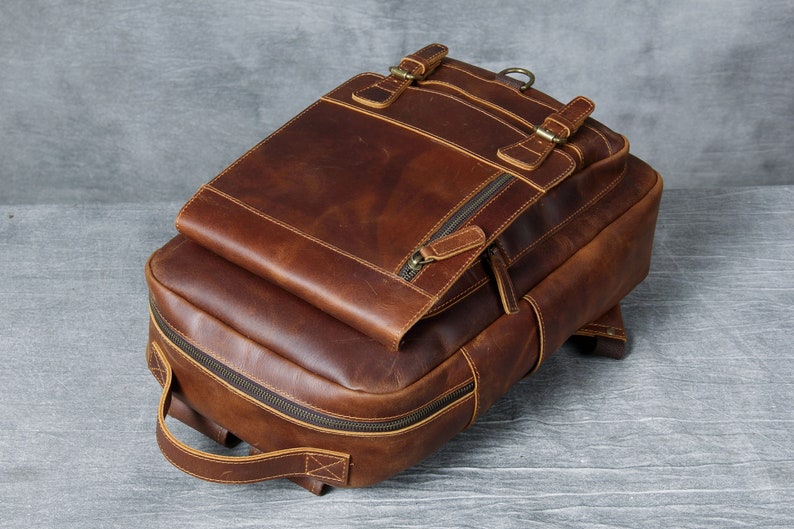 Leather Travel Backpack School Bag
