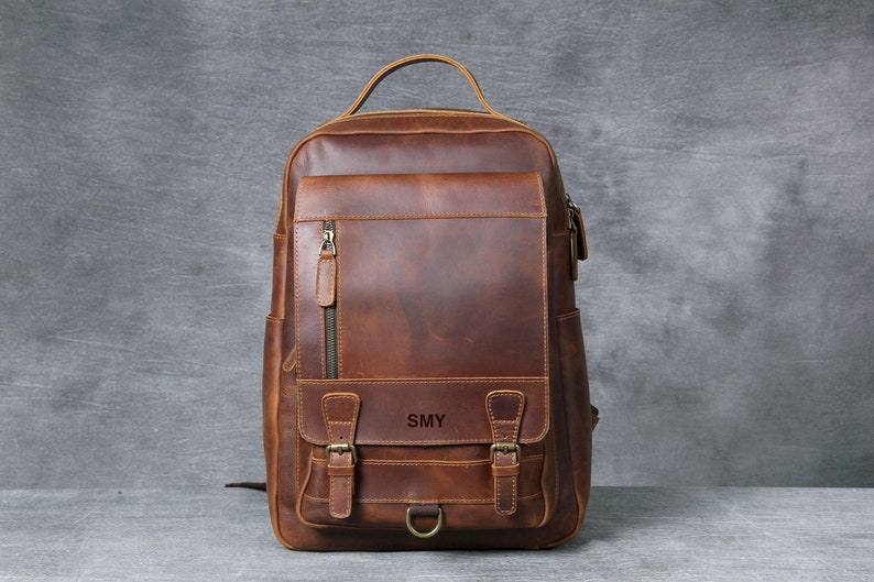 Leather Travel Backpack School Bag