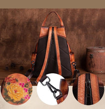 Load image into Gallery viewer, Floral Butterfly Embossed Leather Handbag  Women Backpack
