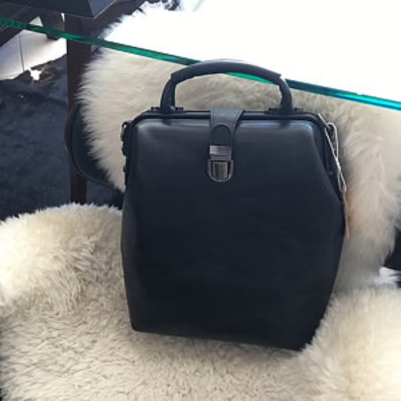 Convertible Leather Backpack Women Doctor Bag