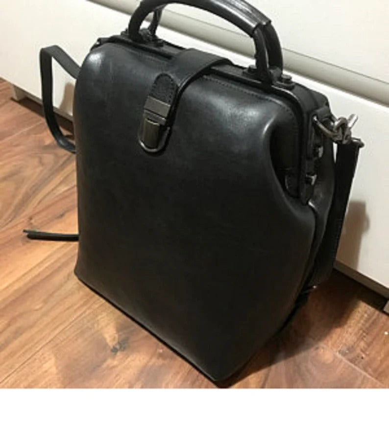 Convertible Leather Backpack Women Doctor Bag