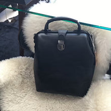 Load image into Gallery viewer, Black Convertible Crossbody Leather Backpack Purse Doctor Bag
