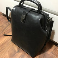 Load image into Gallery viewer, Black Convertible Crossbody Leather Backpack Purse Doctor Bag
