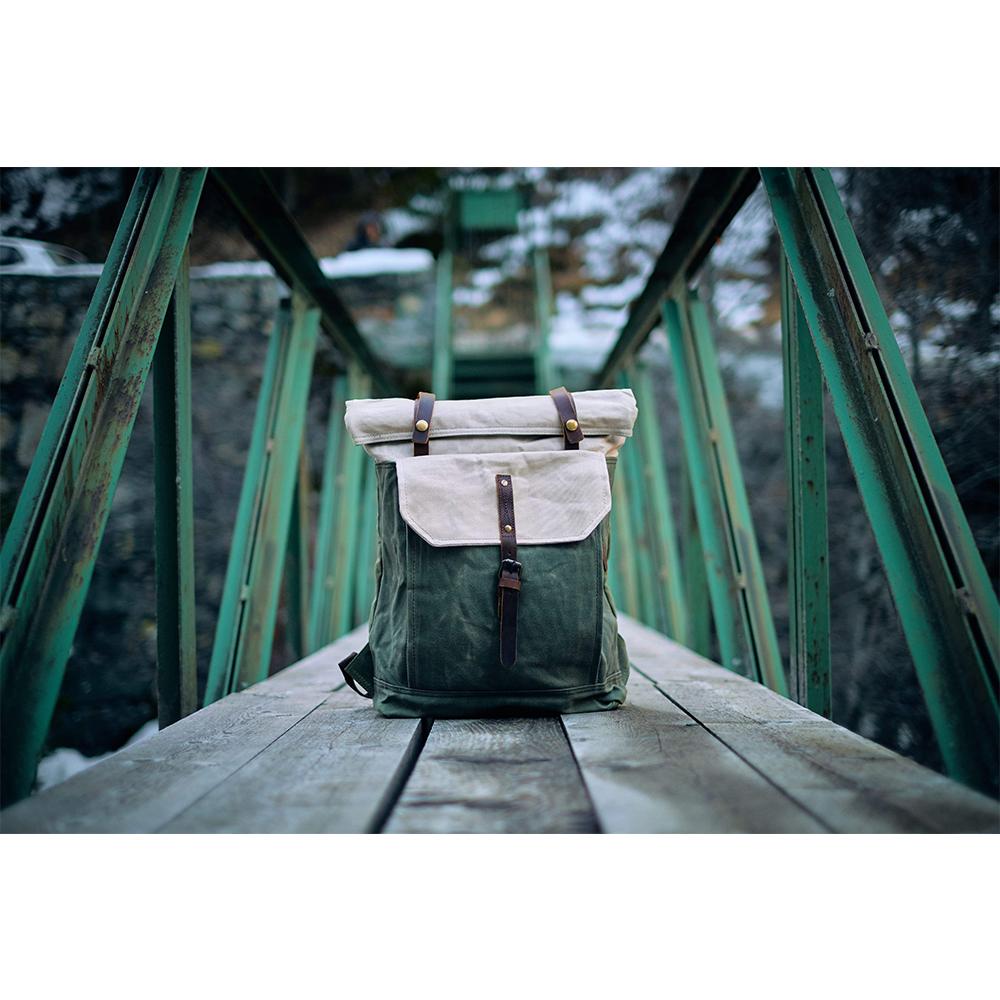 Color Block Canvas Backpack