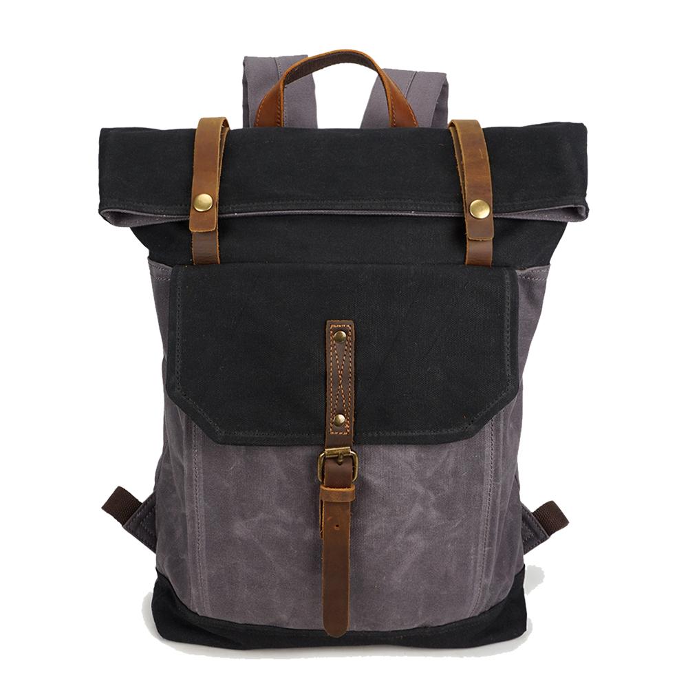 Color Block Canvas Backpack