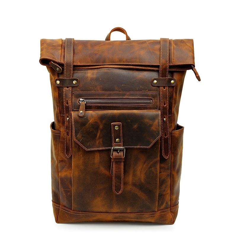 Handmade Men's Leather School Backpack