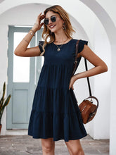 Load image into Gallery viewer, Ruffle Sleeve Round Neck Mini Dress
