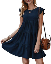 Load image into Gallery viewer, Ruffle Sleeve Round Neck Mini Dress
