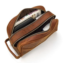 Load image into Gallery viewer, Classic Genuine Leather Travel Toiletry Bag

