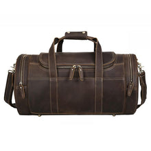 Load image into Gallery viewer, Round  Vintage Leather Duffle Bag Weekender
