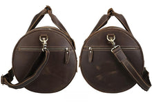 Load image into Gallery viewer, Round  Vintage Leather Duffle Bag Weekender
