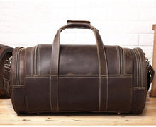 Load image into Gallery viewer, Round  Vintage Leather Duffle Bag Weekender
