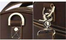Load image into Gallery viewer, Round  Vintage Leather Duffle Bag Weekender
