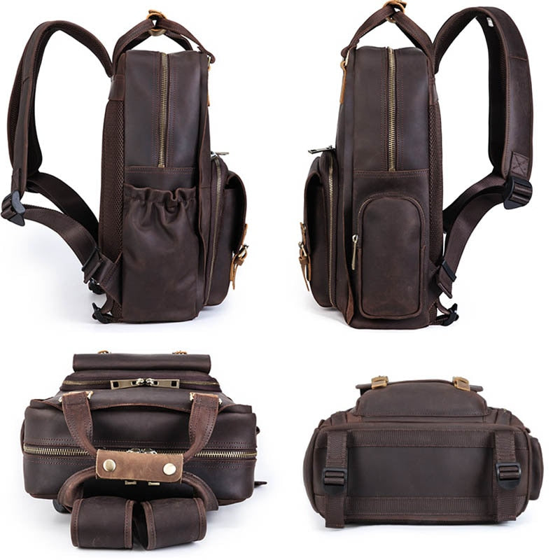 Simple Tripod Holder  Large Leather Backpack Camera Bag