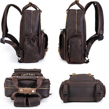 Load image into Gallery viewer, Simple Tripod Holder  Large Leather Backpack Camera Bag
