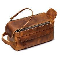 Load image into Gallery viewer, Leather Dopp Kit Handmade Leather Toiletry Bag
