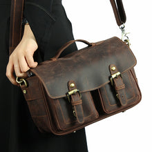 Load image into Gallery viewer, Crossbody Vintage Camera Leather Messenger Bag
